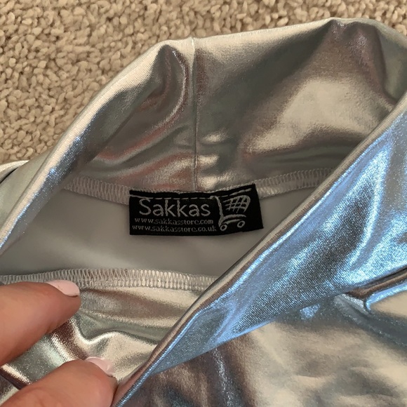 Silver crop top and skirt. Worn once. Already washed. Bought from Amazon. - Picture 2 of 4